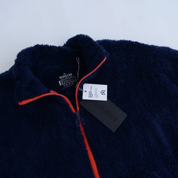 Raw Gear Navy w Orange Piping  Soft Fleece Zip Embroidered Sweater Unisex S NWT - Picture 12 of 12